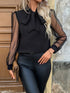 'Leonora' Black Onyx Long Sleeve Blouse - Celes Fashion